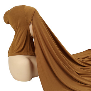 New convenient Baotou scarf Four Seasons universal pure color mercerized cotton lazy scarf suit