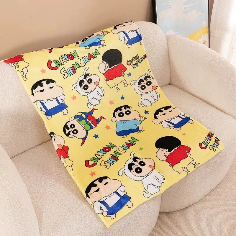 Фланелевое одеяло Crayon Shin-chan (желтое), двухмерное маленькое одеяло с рисунком аниме, офисное одеяло с кондиционером