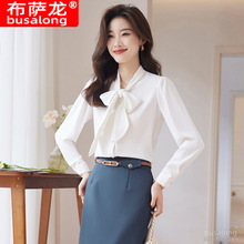 2023新款韩版长袖衬衫女士寸衫职业修身工作服大码正式装套装6607