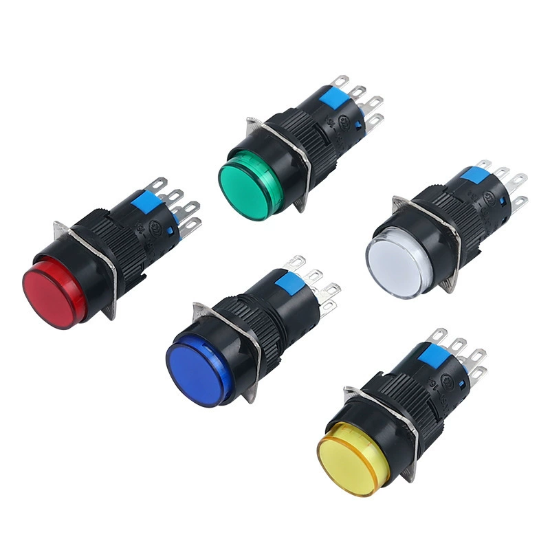 16mm circular button switch LA16-11 three-footless light no lock without self-reset/self-lock-to-point button switch