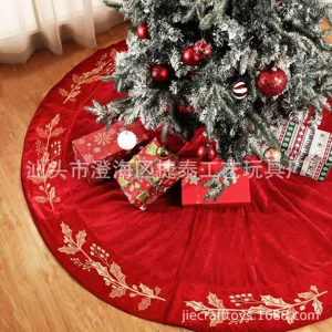 [新品72inch天鹅绒刺绣圣诞树裙 节日室内外大堂圣诞树围裙地毯]