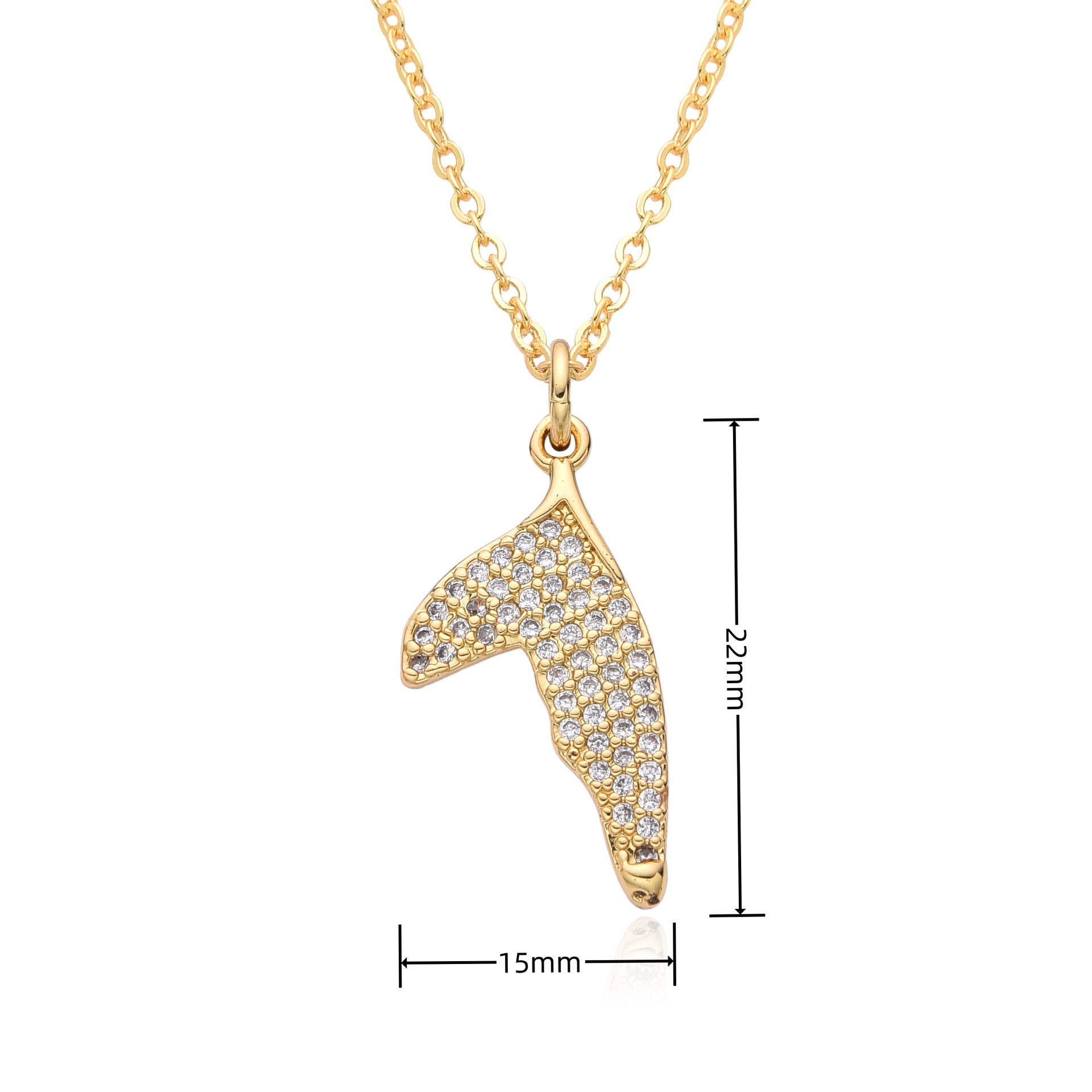Inlay Design Mermaid Fish Fish Tail Copper Simple Style Classic Style Korean Style Copper Pendant Necklace Necklace
