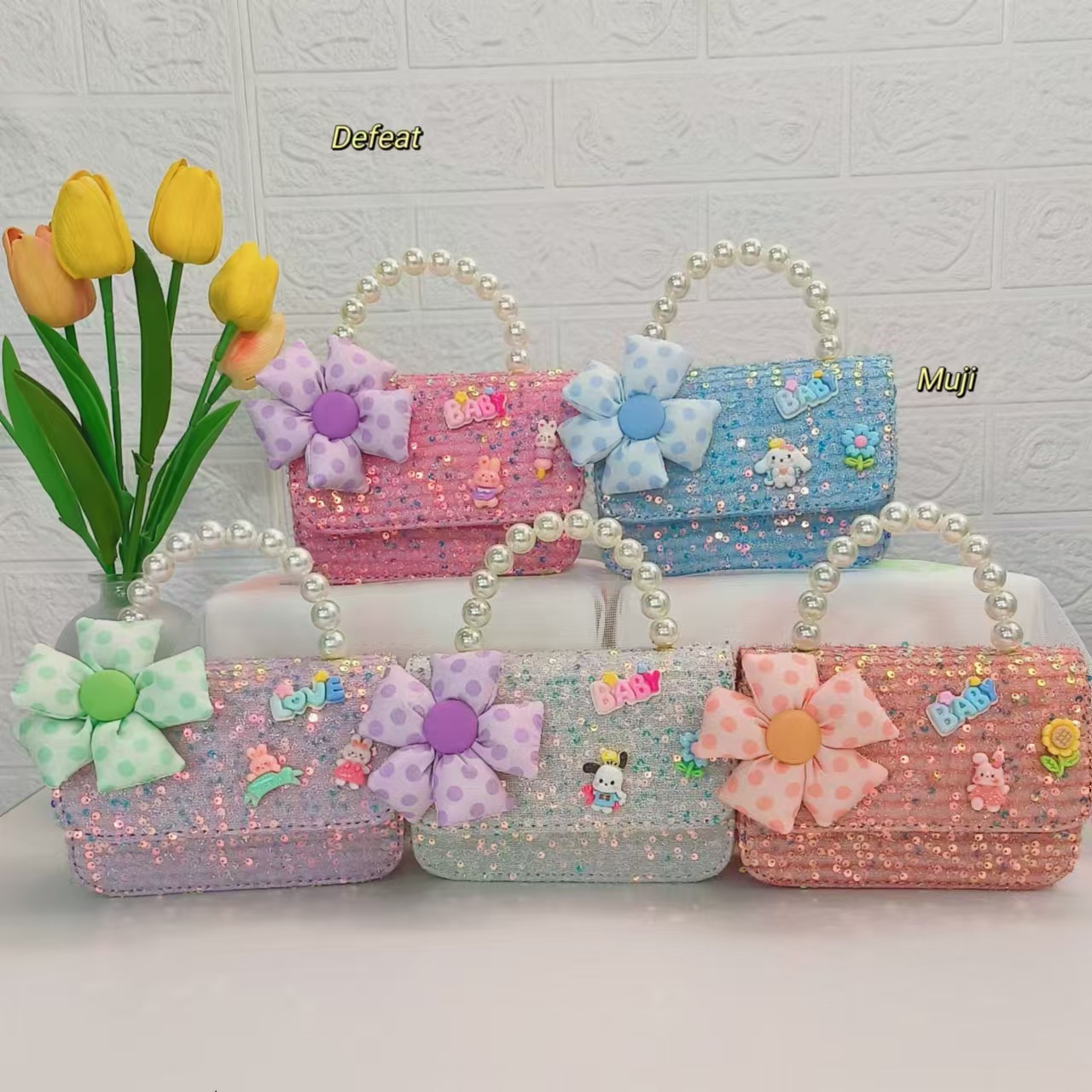 Bagos para niños de perlas de jade Gui, bolsos de perlas de viento, bolsos de cadena, bolsos de accesorios para niñas, bolsos cuadrados, bolsos de hombro.