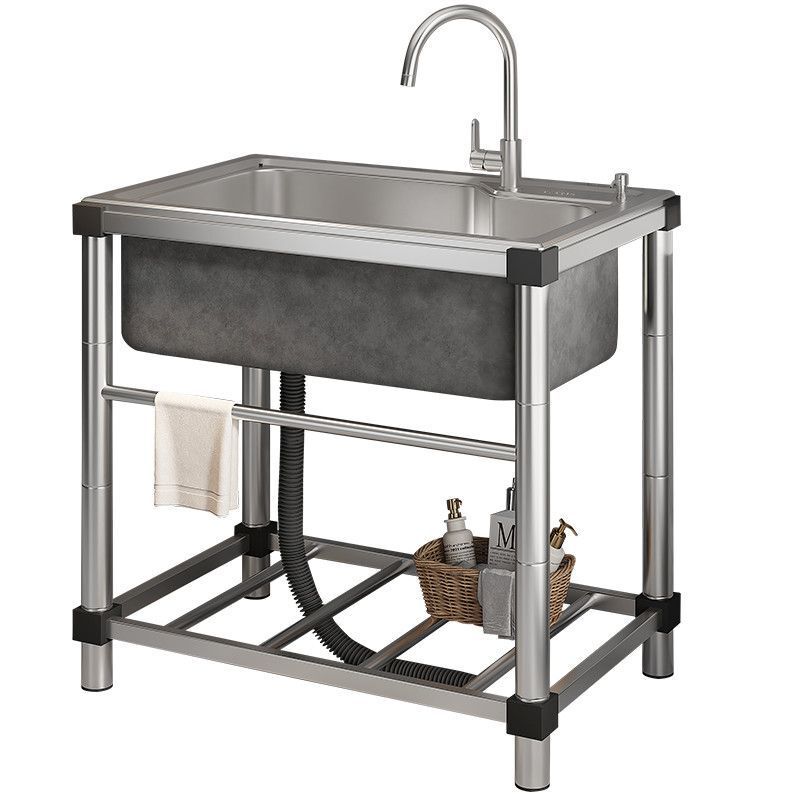 Outdoor courtyard stainless steel sink, large single basin, outdoor water basin, yard washbasin with integrated stand, garden handwashing sink Outdoor courtyard stainless steel sink, large single basin, outdoor water basin, yard washbasin with integrated stand, garden handwashing sink