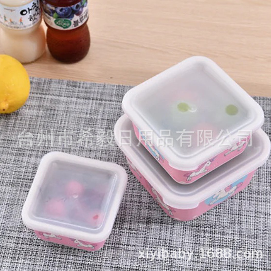 Fábrica personalizada decalca de fibra de bambú caja de preservación de cinco piezas juegos de cubiertos caja de sellado de contenedor de preservación de sellado