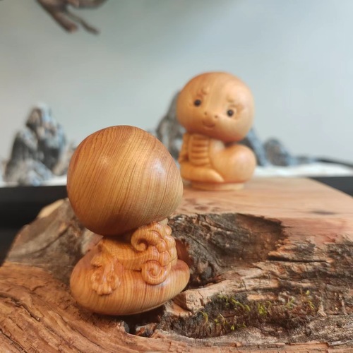 Carved Yaogui Wood Animal Zodiac Beauty Snake Handle Piece Small Ornament Craftwork Whetstone Wholesale
