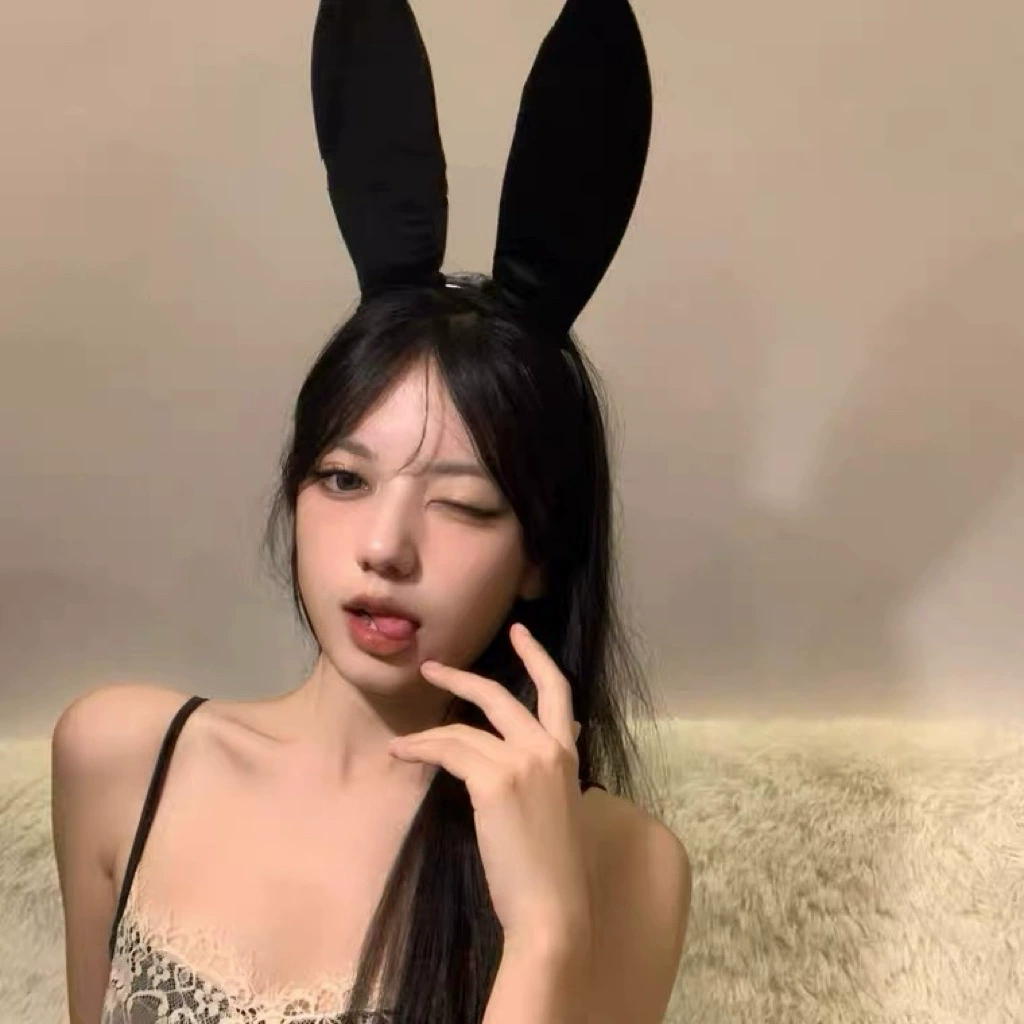 Headband Red Rabbit Lace Ears, Handmade Hair Accessory, High-Quality Graduation Party Style