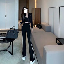 欧洲站秋款女装2023年新款网红炸街休闲运动套装女修身显瘦两件套