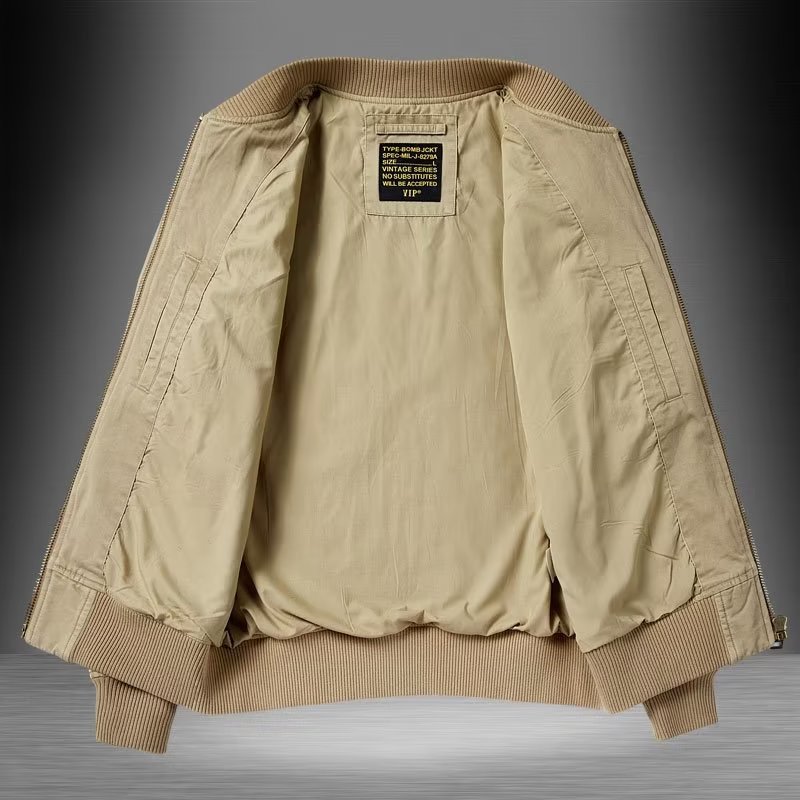 Men's Pilot Jacket Baseball Collar Casual Spring Autumn Zip Top_voghion.com