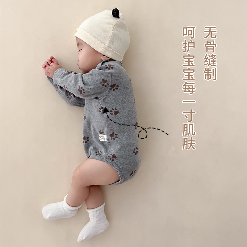 婴儿包屁衣春秋冬季婴幼儿加厚纯棉打底内衣男女宝宝三角哈衣爬服