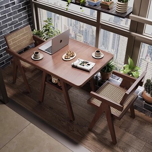 Solid Wood Balcony Small Table and Chair Three-piece Set Home Leisure Chair Net Red Tea Small Apartment One Table and Two Chairs