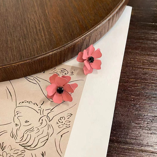 Trendy Silver Needle Diamond Flower Earrings Korean Style Retro Fashion Temperament Earrings Simple Versatile Personalized Trendy Earrings for Women