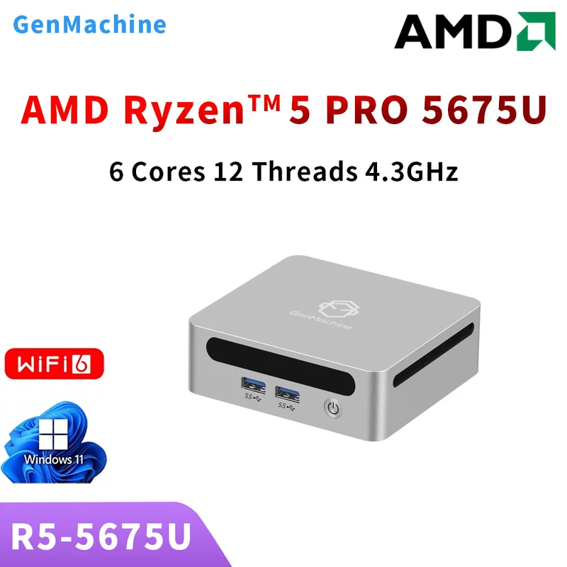 [GenMachine компьютер маленький хост Ryzen R5-PRO-5675U металлический игровой 8K бизнес офис внешняя торговля]