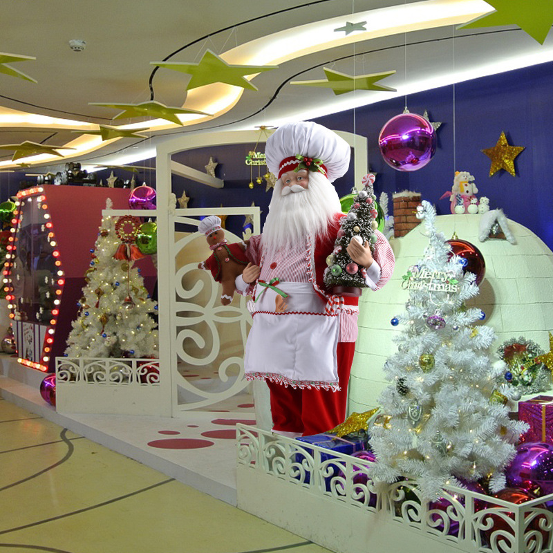 Decoraciones navideñas tela Santa Claus decoraciones de hotel restaurante mostrador decoración de la escena de los ancianos