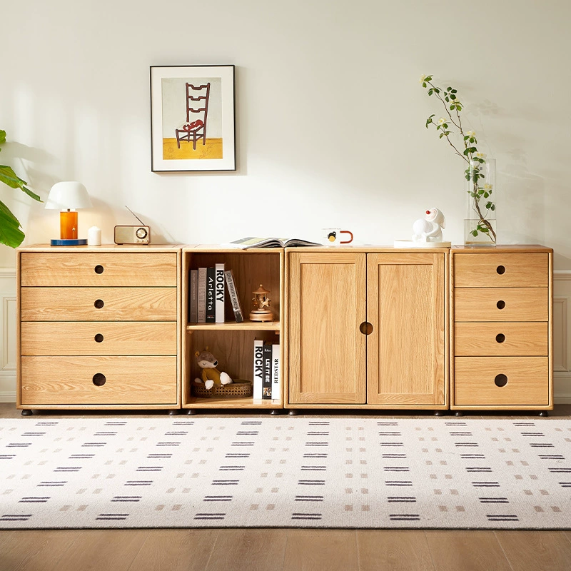 Комбинированный шкаф-ведро из цельного дерева, детский шкаф для хранения из скандинавского дуба, простой шкаф для хранения в спальне B2101