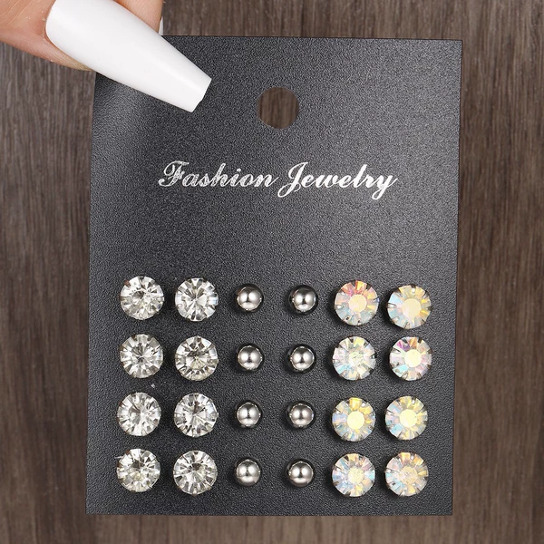5757201HB (12 pieces of white kittar earrings in the stone beads)