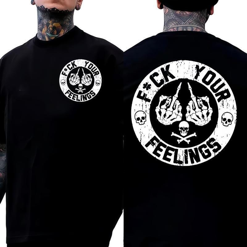 【Cross-Border European Size】F*Ck Your Feelings Skull Tee - Bold Statement