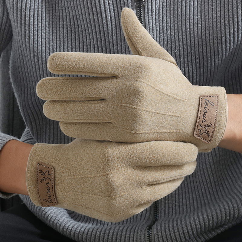 Gloves Men's Winter Warm German Velvet Fleece-Lined Thickeneded Touch Screen Gloves Driving and Cycling Electric Vehicle Outdoor Gloves