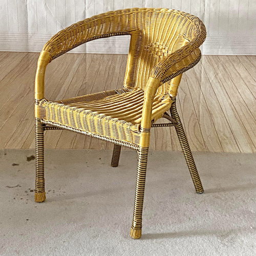 Fern Vine Chair, 3-Piece Rattan Set: Elderly Backrest Chair, Stool, Senior Seating, Round Chair, Single-Person Rattan Design for Home Use