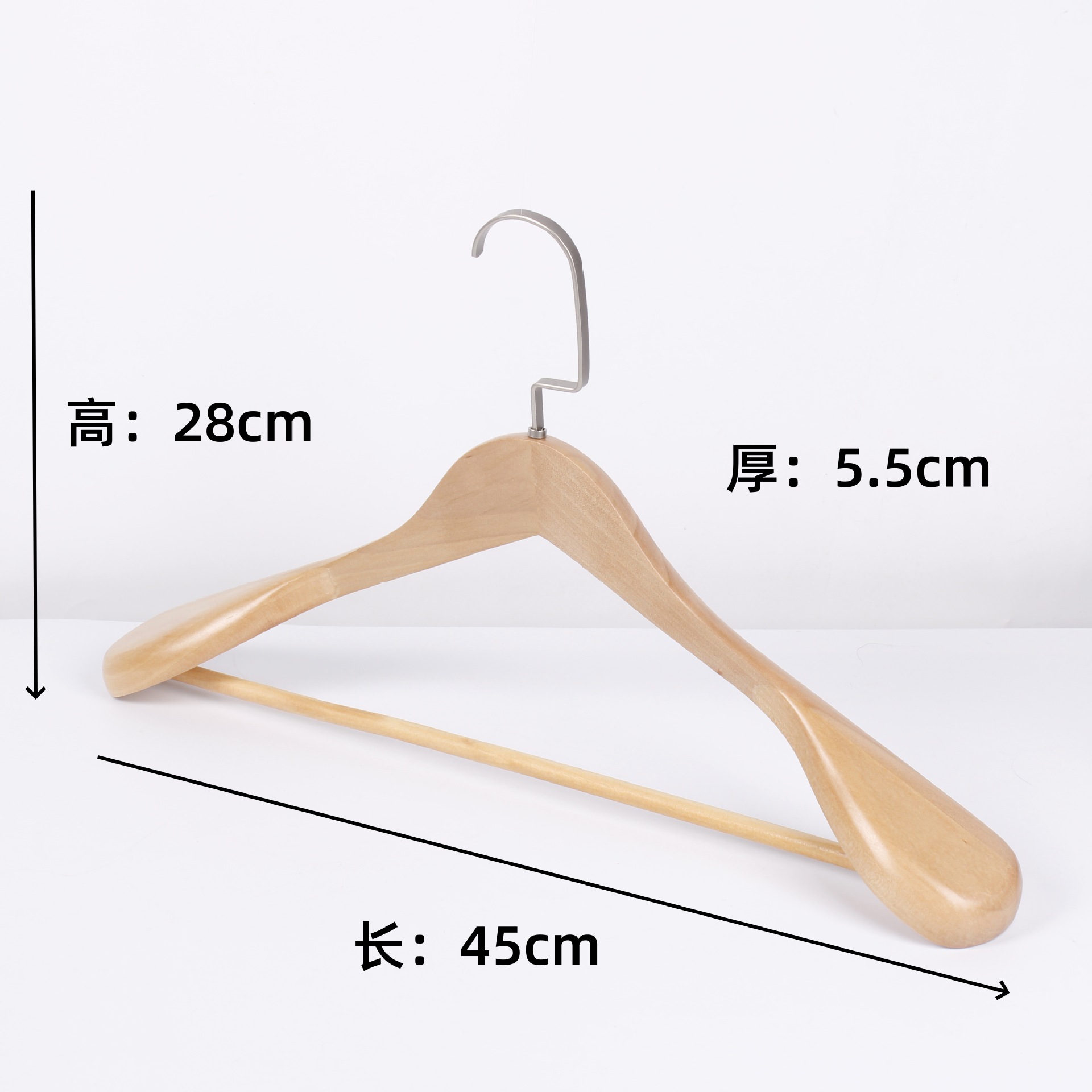 Percha de Madera Maciza con Pinzas, Antideslizante y Sin Marcas, para Tienda de Ropa