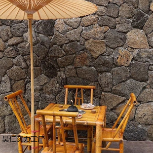 Purely Handmade Bamboo Table Tea Table Carbonized Dining Table Coffee Table Office Home Courtyard Hot Pot Table Retro Stool Bamboo Chair