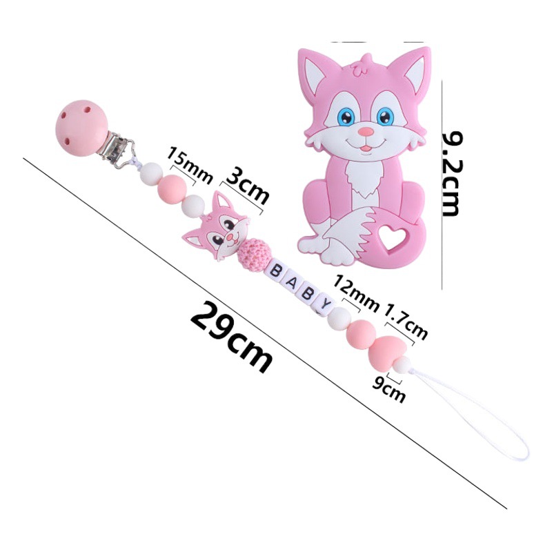 Hemu chupete clip Fox gato juguete mordedor bebé nombre silicona amor chupete cadena suministros infantiles