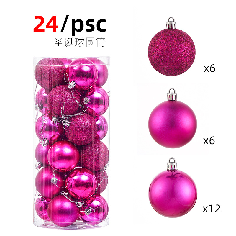 Adornos de Navidad 3/4/6/8cm24 juego de bolas de Navidad bolas de colores bolas de plástico galvanizado colgante de árbol de Navidad