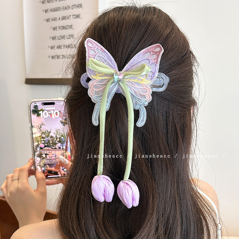 可爱毛绒布丁小熊发夹女2025新款高级感甜美秋冬鸭嘴夹侧边刘海夹|undefined