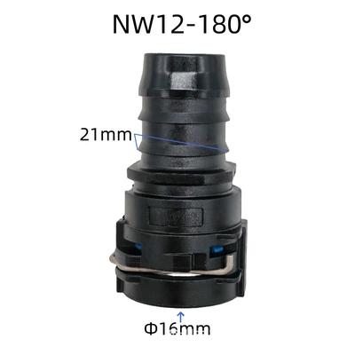 Nw12 Straight Cooling Water Pipe Connector, Warm Air Water Pipe Connector with an Inner Diameter of about 16mm, 180-Degree Plastic Black Connector (Other Car Modifications) - a