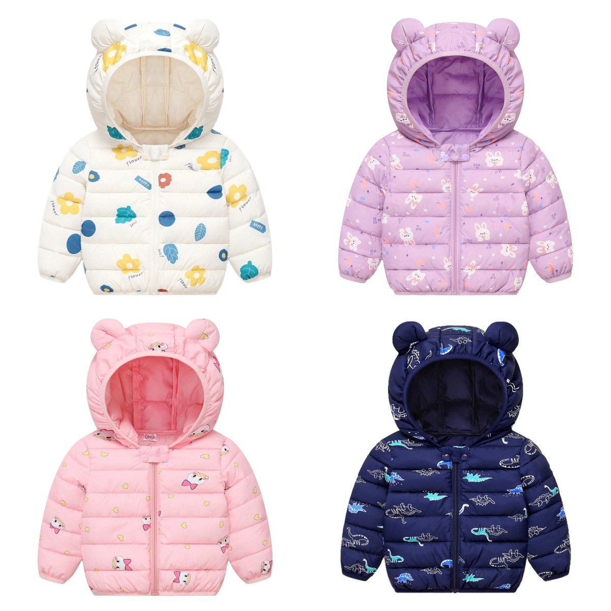 2023 ropa acolchada de algodón para niños Otoño e Invierno ropa acolchada de algodón para bebés niños y niñas dibujos animados ligeros chaqueta acolchada de algodón para niños con luz