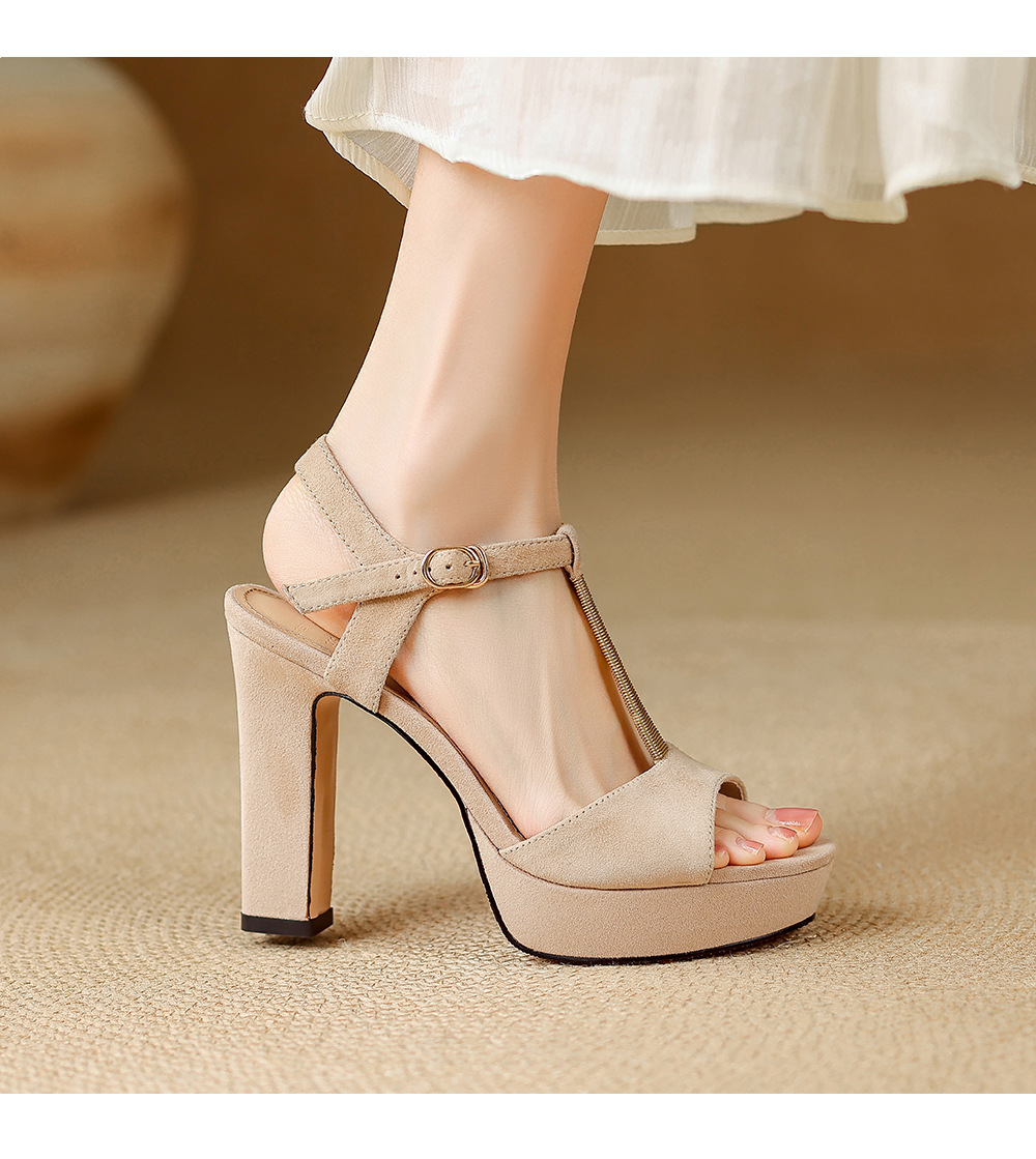 Sandal cao gót nữ hở mũi đế xuồng gót vuông 9 cm — màu đen, màu mơ chi tiết 6