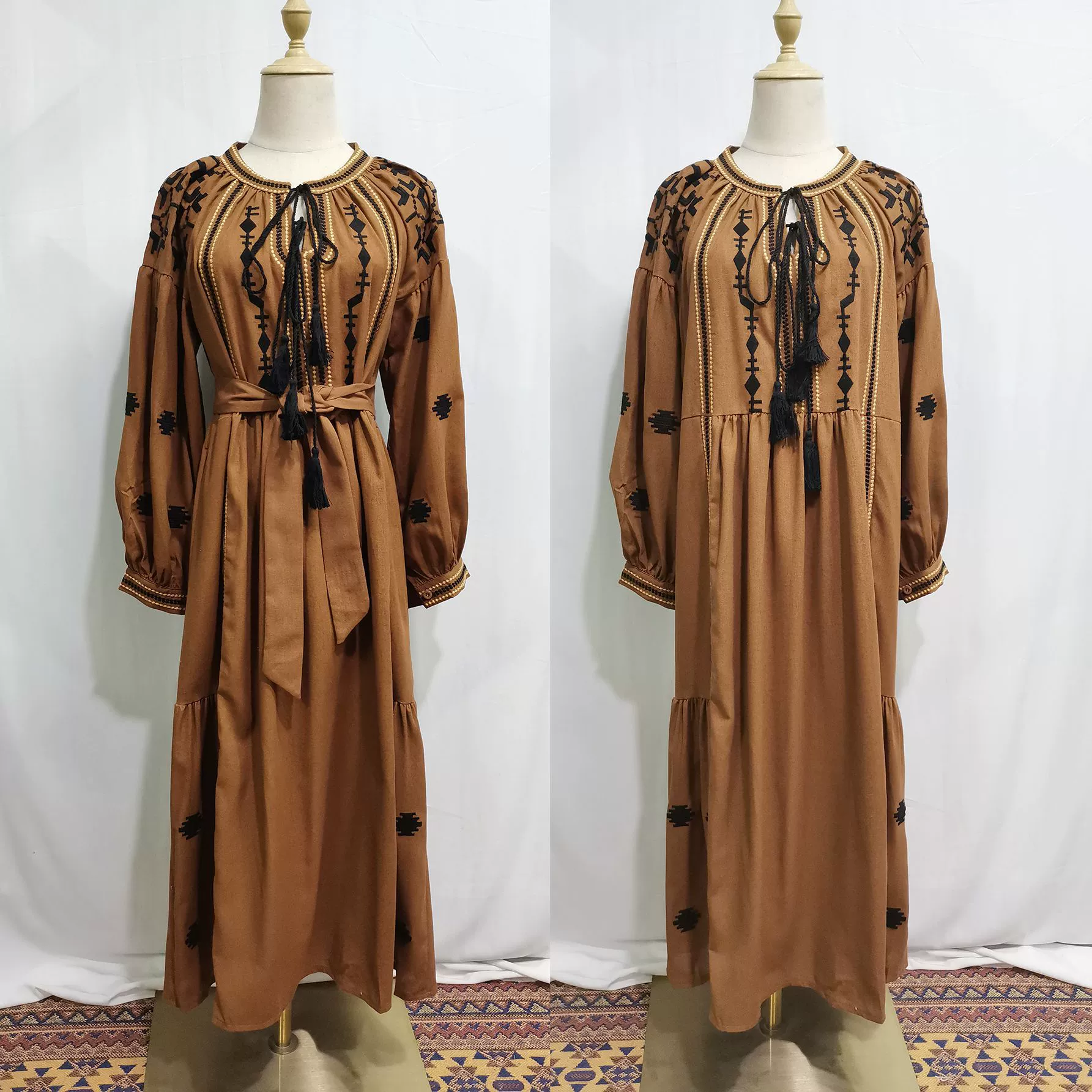 M280#Юго-Восточная Азия Shoppe Malay Indonesian Women's TK горячая распродажа вышитого хлопка и льна платье с рукавом- клеткой взрывной