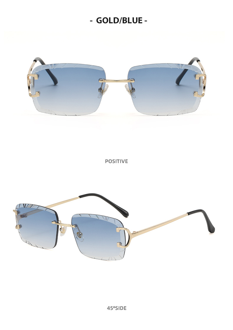 Square Glasses Style Streetwear Solid Color PC UV400 Protection Square Frameless Women's Sunglasses