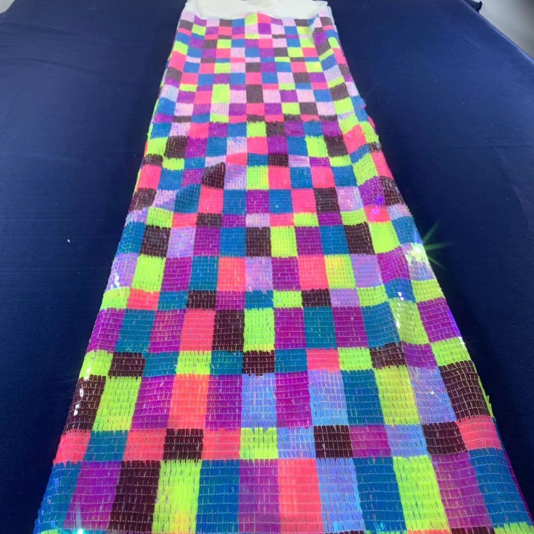 Multicolor pequeño cuadrado geometría tela de forma especial vestido de boda comercio exterior transfronterizo Medio Oriente tela de moda europea