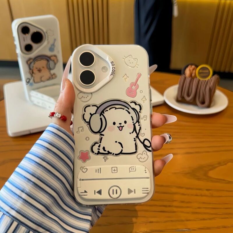 耳机小狗播放器支架适用苹果16promax手机壳可爱iphone15保护套14|undefined