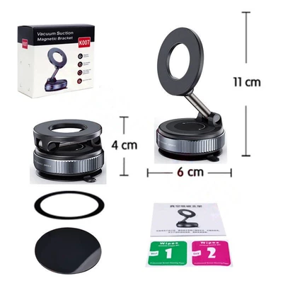 Car phone holder Holder Vacuum Magnetic Rotating - vacuum-adsorption-cool-black-metal-rod-conventional-magnetic-k007-mobile-phone-holder