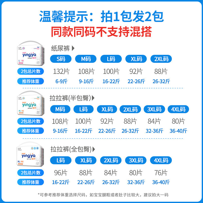 Yingya Medical Grade Baby Breathable and Dry Diapers for Male and Female Babies High Quality