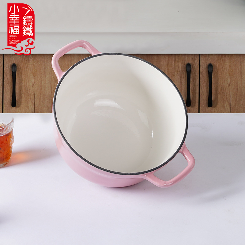 Pequeña felicidad 24cm Koi hierro fundido rosa guisado