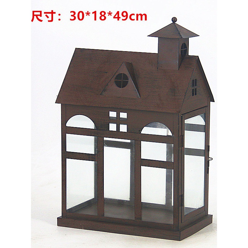 Retro hacer viejas casas de cuento de hadas lámparas de viento cabaña colgar decoración de comercio exterior de hierro forjado exportación decoración de jardín comestibles japonés