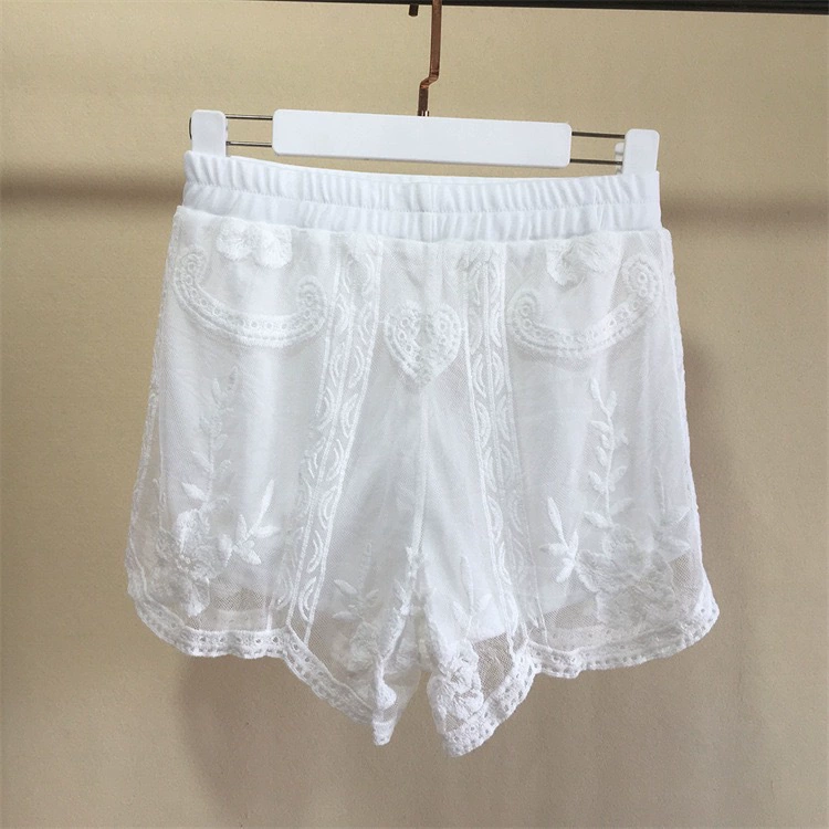 Вязаные кружевные шорты, безопасные защитные underware, леггинсы, модные брюки, с вышивкой, свободный крой