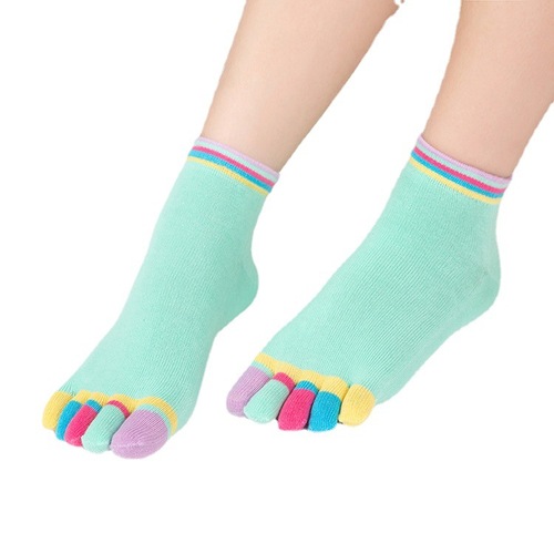 Ladies Five-Finger Socks, 100% Cotton Colorful Five-Toe Socks for Wholesale, with Heel, Absorbent and Breathable, Boxed