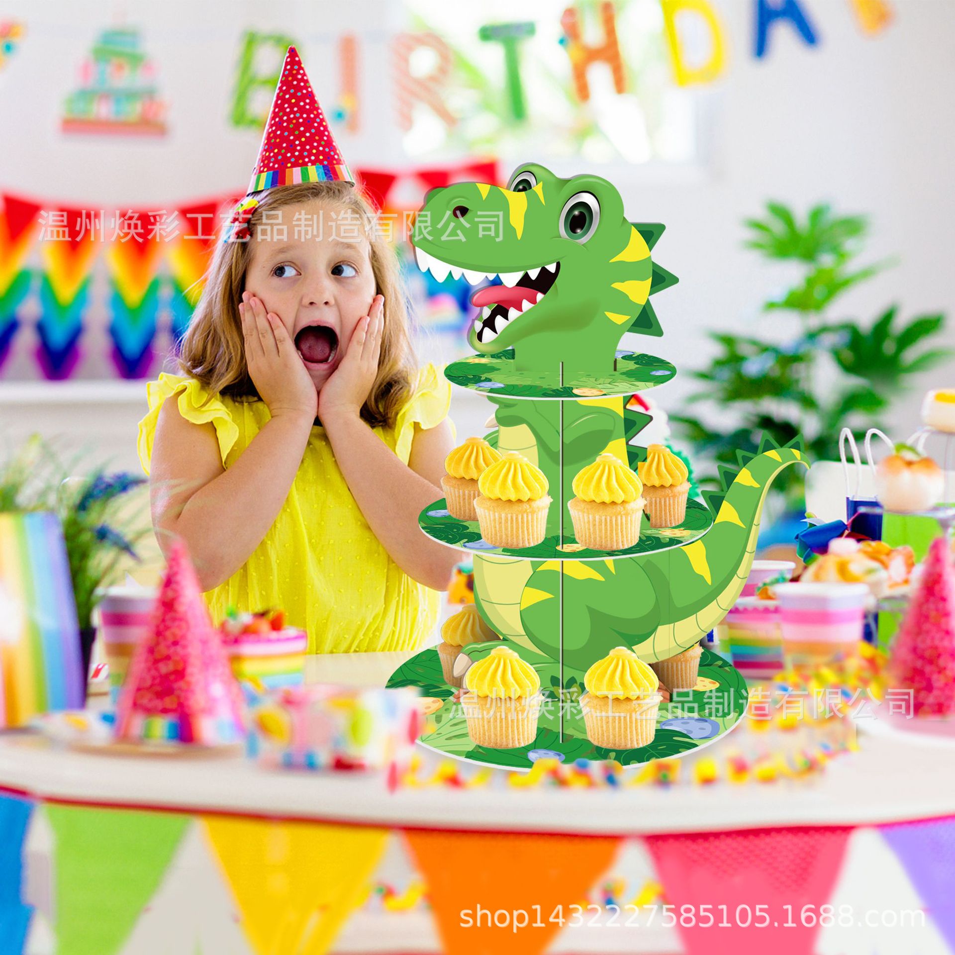 儿童生日蛋糕网红小男孩霸王龙椰树侏罗纪森林系恐龙世界烘焙摆件_虎窝淘