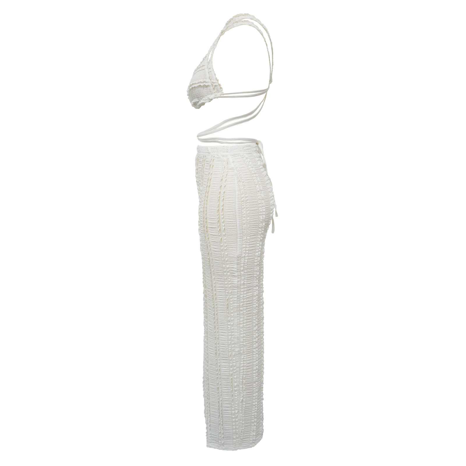 Completo da donna in denim con pizzo, senza maniche e schiena scoperta_voghion.com