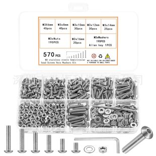 570pcs M3 ����ĸƽ�|Ȧ���Q���P�304�P�^�������ݽz�M�Ϻ��b