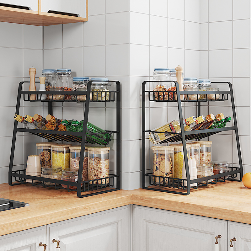 Kitchen storage rack seasoning rack countertop multi-layer oil salt sauce vinegar seasoning rack kitchen multi-functional storage shelf