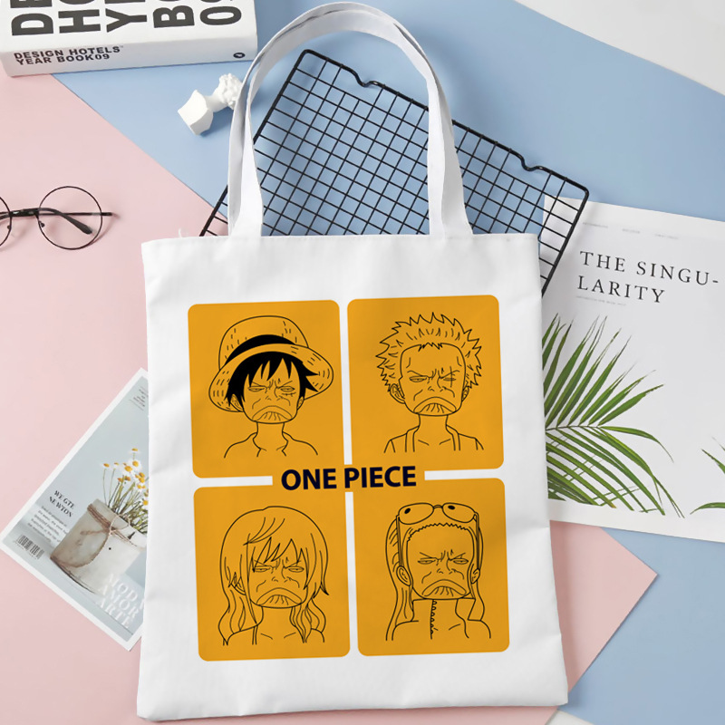 Una pieza de dibujos animados bolsa de lona impresa bolsa de hombro bolsa plegable bolsa de compras portátil Comercio exterior transfronterizo
