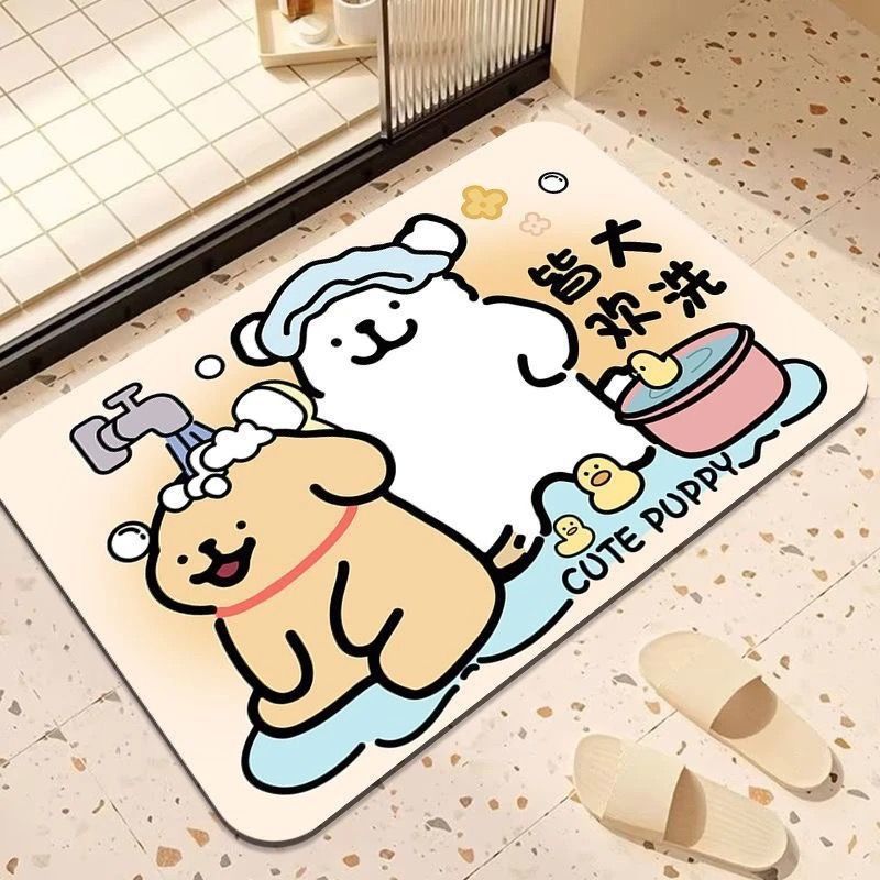 卡通硅藻泥浴室吸水地垫卫生间洗手间速干吸水防滑家用耐脏阳台垫|undefined