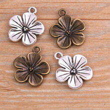 1个3色 20X23mm DIY合金饰品小配件 植物魅力 鲜花花朵吊坠挂件