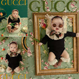 宝周岁照拍照主题服婴儿摄影儿童服装衣外婆满月写真新款百天