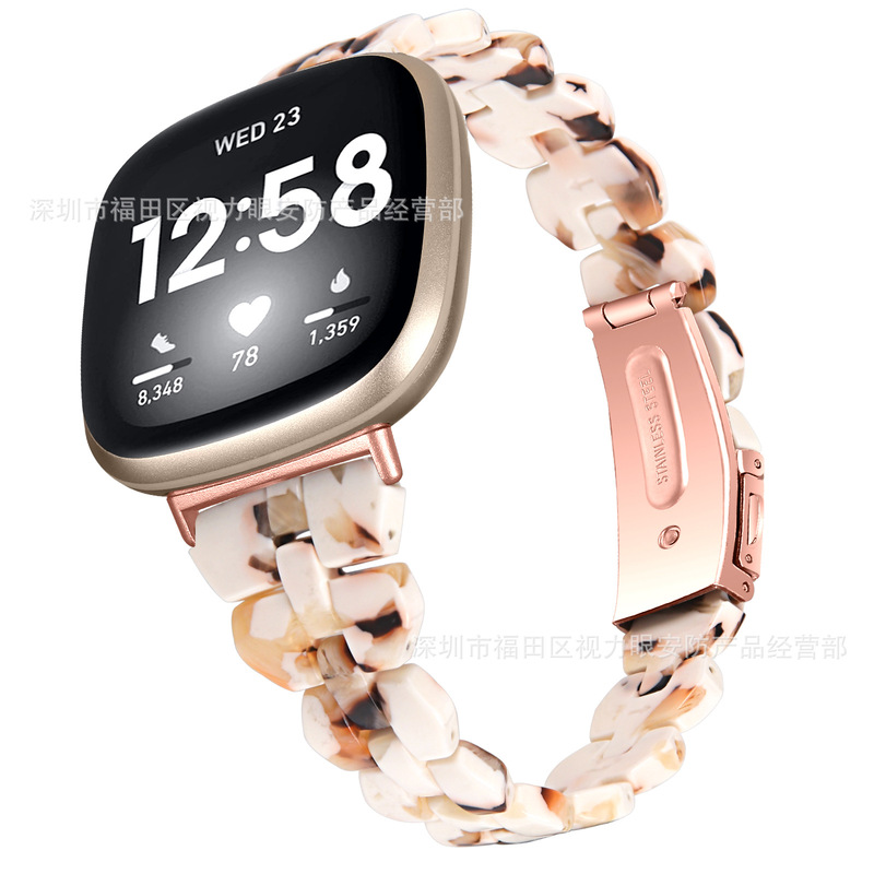 Suitable for fitbit versa4/versa3 Resin Watch Band sense2 Diamond Slim Resin Strap